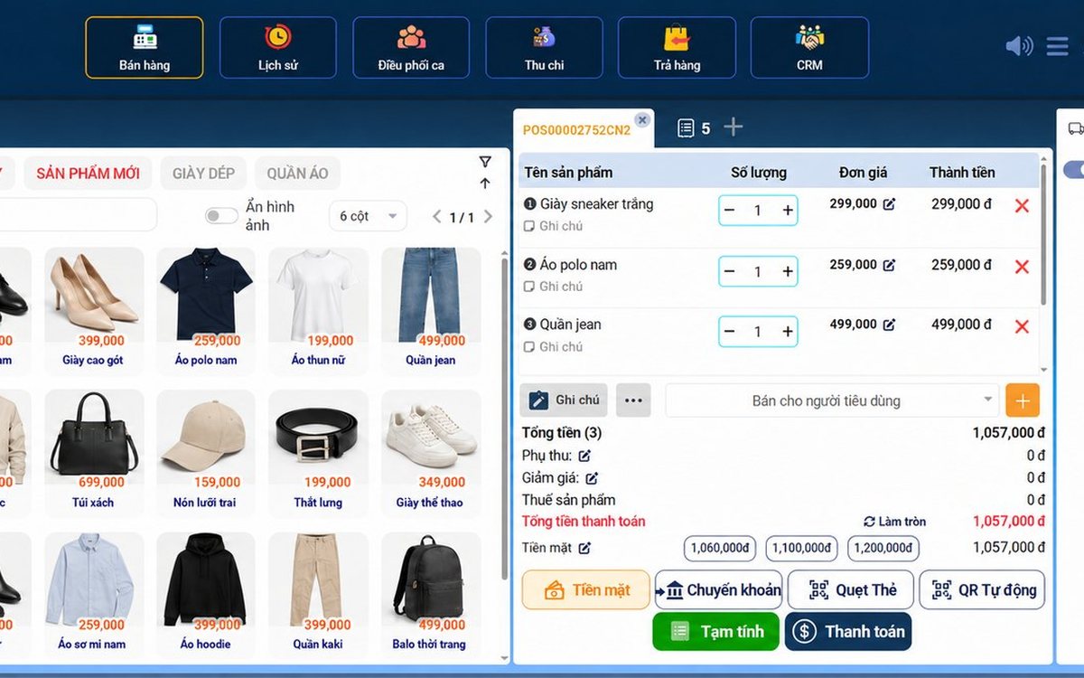 Cửa hàng giày dép: quản lý size, mẫu và đổi trả
