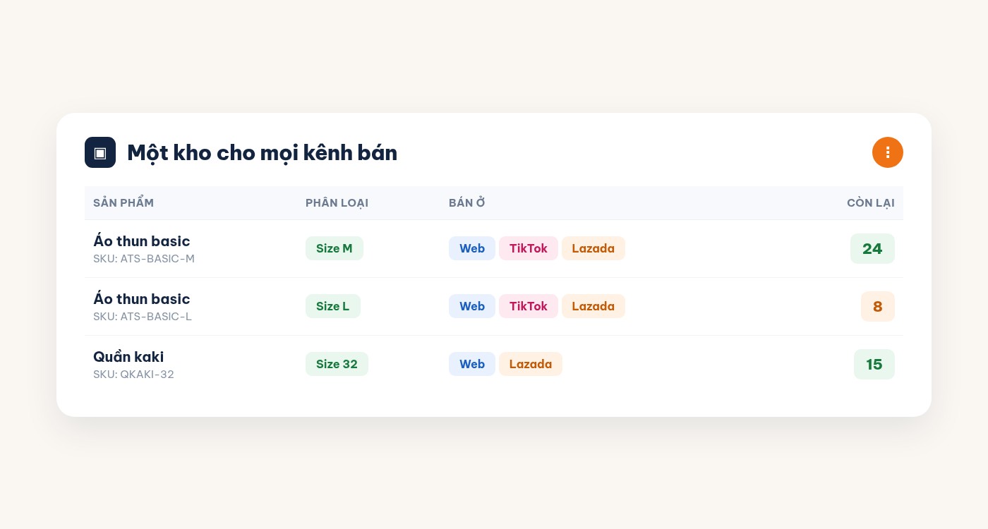 Một kho cho cả quầy và web